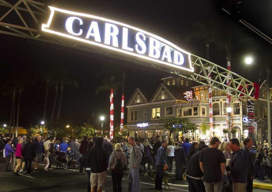 The city sign at Carlsbad Boulevard and Carlsbad Village Drive is shown in this Jan. 8, 2015, file photo. (NCC file photo by Scott Allison)