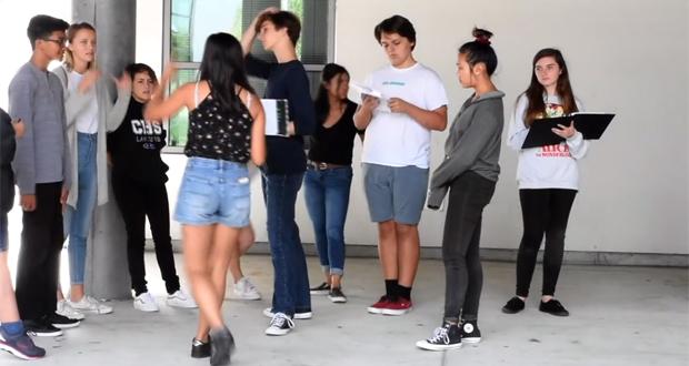 Carlsbad students rehearsing for 'Love is Blind' (courtesy photo)