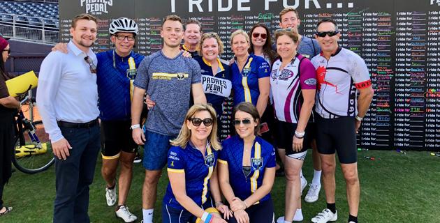 TeamforBradley - Padres Pedal team that rode to honor Bradley (third from the left) in the 2017 event. This year, he is returning from college to ride again and to continue to celebrate his cancer remission.
(courtesy photo)
