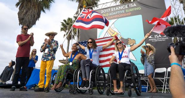 Team USA’s  and Oceanside resident Alana Nichols rejoices after being crowned the first-ever women World Champion in the AS-3 Division (Photo: ISA / Sean Evans)
