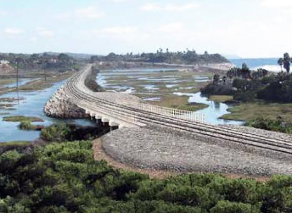 This rendering approximates the look of the completed double rail tracks through Cardiff. (SANDAG photo)