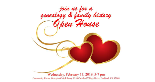 North San Diego County Genealogical Society Open House- February 13