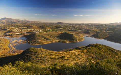 Late afternoon sun casts golden light on the eastern side of Lake Hodges near Escondido in this February 2018 image. (Photo by Autumn Sky Photography; iStock Getty Images)