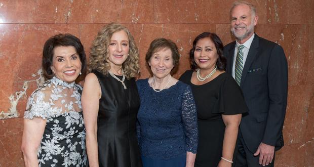 (L-R): JFS Board Chair Marie Raftery; Honoree Aviva Saad; Honoree Ilene Mittman; Honoree Norma Chavez-Peterson, executive director of ACLU of San Diego & Imperial Counties; JFS CEO Michael Hopkins.