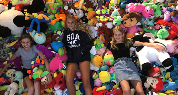 Volunteers from NCL Del Sol Chapter resting before they began sorting the stuffed animal donations (courtesy photo)