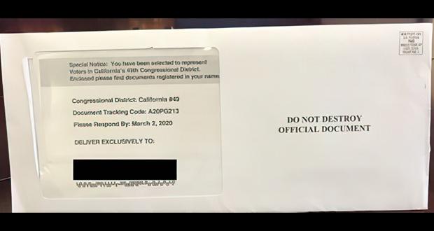 A misleading census document was sent to a resident in North County San Diego (courtesy photo)