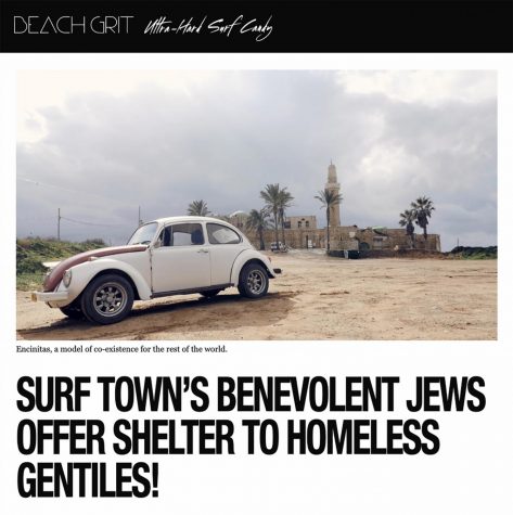 A screen capture shows the headline of a Beachgrit story that stirred controversy in Encinitas in February. (Beachgrit story page)