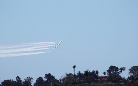 The Air Force Thunderbirds fly over Encinitas on Friday, May 15, in support of healtcare workers at Scripps Memorial Hospital. (Photo courtesy of Matt Racine)