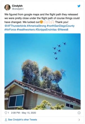 Video of Thunderbirds flying over house in Encinitas