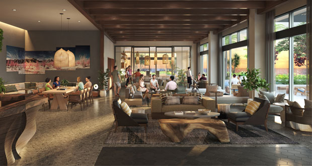 A rendering of the oceanside lobby at the new Mission Pacific Hotel. (Photo: Business Wire)