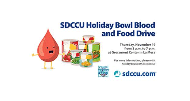 Give Thanks by Giving Back! Donate at the SDCCU Holiday Bowl Blood and Food Drive