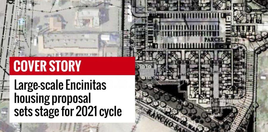 A map shows the proposed scale of the Encinitas Boulevard Apartments in Olivenhain. (Encinitas city document image)