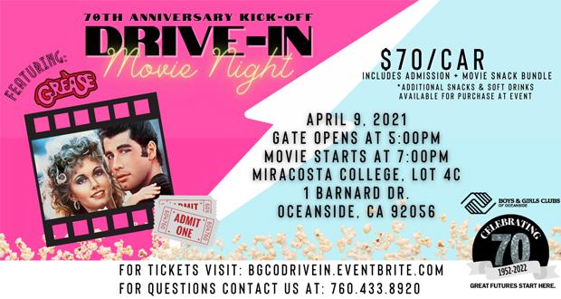 Boys and Girls Clubs of Oceanside to Hold Drive-In Movie Fundraiser
