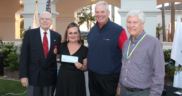 L to R:  Rich Linsday of Devil Pups, Ava, Trace Deneke of Devil Pups, and Scott McClatchey, Community Service Director, Rotary.  (courtesy photo)