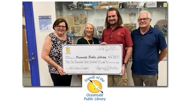 Pictured, left to right:  Sherri Cosby, Library Director; Mona Marra, Friends Vice President; Chris Wilson, Friends President; and Joe McCluskey, Friends Public Relations Chair. (Courtesy photo)