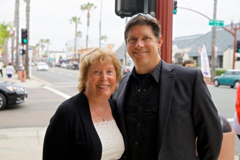 Ann and David Schulz, mother and son team of The Star Theatre in Oceanside, are pictured July 3, 2015, at the venue’s marquee dedication. (NCC file photo by Troy Orem)