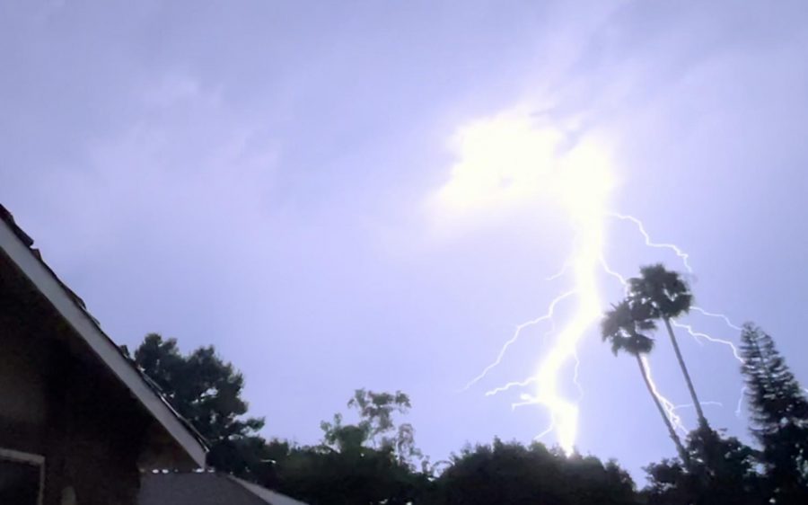 Lightnight flashes in Encinitas on Sept. 9 as thunderstorms roll through the region. (North Coast Current photo)