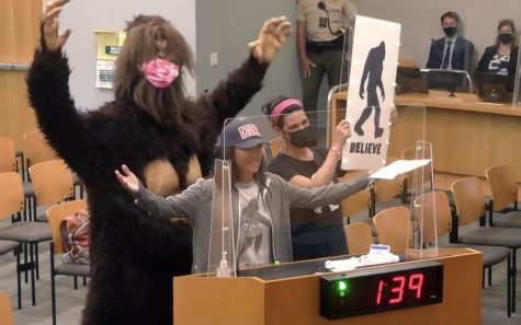 Members of the Encinitas Sasquatch Association encourage the City Council on Oct. 27 to reinstate the citys Holiday Parade. The council voted 4-1 to have the parade after officials called it off. (Encinitas city image)