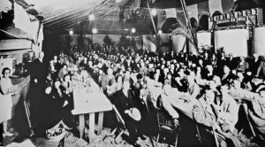 An Encinitas National Midwinter Flower Show dinner, circa late 1920s, held at the site of where The Lumberyard center is located today. (Encinitas Historical Society photo)