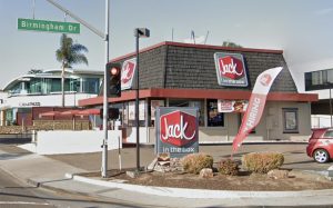The Jack in Box at the corner of San Elijo Avenue and Birmingham Drive in the Encinitas community Cardiff is shown in November 2020. (Google Earth photo)