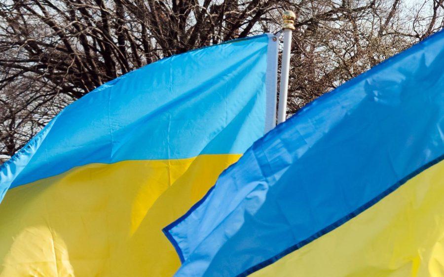 Ukrainian+flags+are+shown+during+an+anti-invasion+protest+near+the+White+House+in+Washington%2C+D.C.%2C+on+Feb.+26.+%28Photo+by+Yohan+Marion+via+Unsplash%29