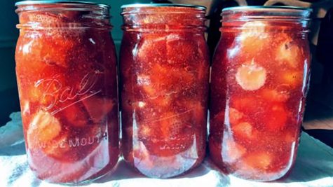 Home-canned strawberries can be enjoyed as pie filling, preserving spring-season flavor. (Photo by Laura Woolfrey Macklem)