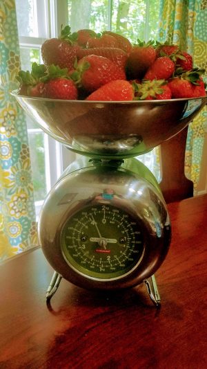 Fresh spring-season strawberries are ready for cutting and cooking. (Photo by Laura Woolfrey Macklem)