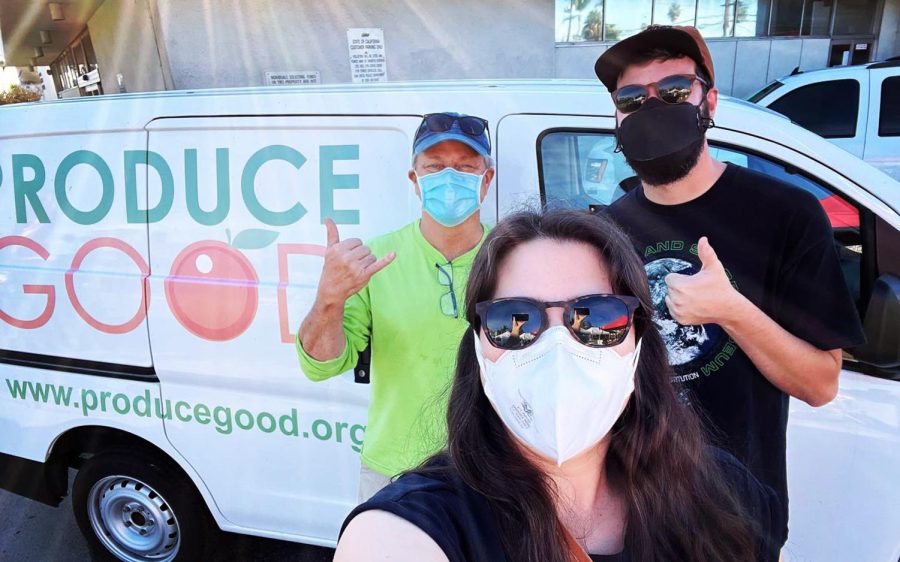 ProduceGood volunteers celebrate the collection of food at the Leucadia Farmers Market in early January. (ProduceGood photo)