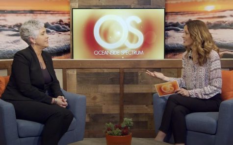 KOCT-TV Spectrum host C.J. DiMento interviews Cal State San Marcos Dean Jennifer Ostergren for the April edition of the show. (KOCT image)