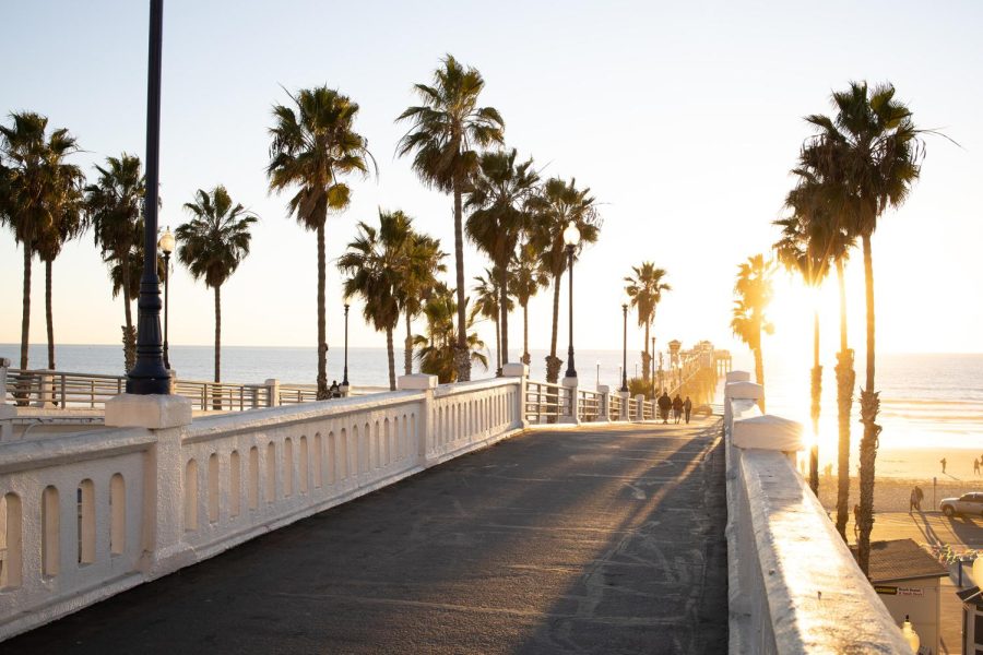 The+Oceanside+Pier+is+pictured+at+sunset+in+January+2021.+%28Photo+by+Mark+Neal+via+Unsplash%29
