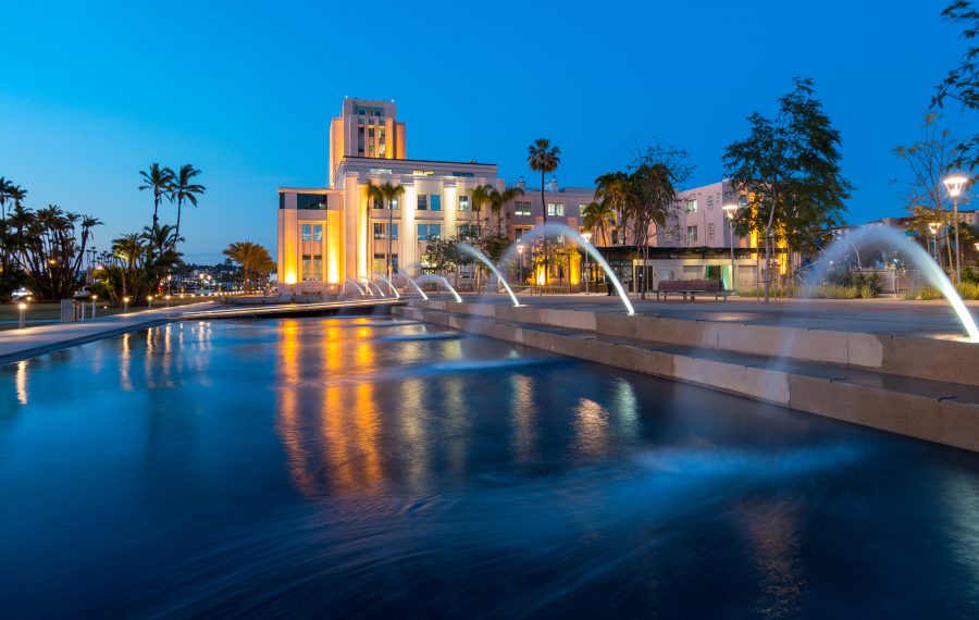 The San Diego County Administration Center is shown behind Waterfront Park in downtown San Diego in April 2015. (Photo by Arpad Benedek, iStock Getty Images)