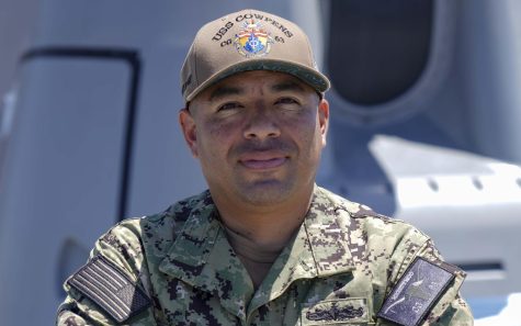 Oceanside native Petty Officer 1st Class Julio Lopezdiaz serving in the U.S. Navy aboard the guided-missile cruiser USS Cowpens. (Photo by Mass Communication Specialist 2nd Class Sang Kim, Navy Public Affairs Support Element West)