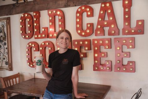 Old Cal Coffee Co. co-owner Erin Nenow, pictured in the San Marcos shop on Aug. 24, says she works to build a cool, comforting environment for customers. (Photo by Jen Acosta)