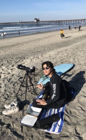 Palomar College Telescope News Editor Alex Ortega takes photos of the surf near Oceanside Pier. (Photo courtesy of Alex Ortega)