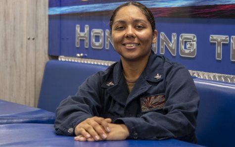Petty Officer 2nd Class Tiana Martinez, a native of Escondido, serves aboard the Arleigh Burke-class guided-missile destroyer USS The Sullivans. (Photo by Mass Communication Specialist 1st Class Daniel Cleary)