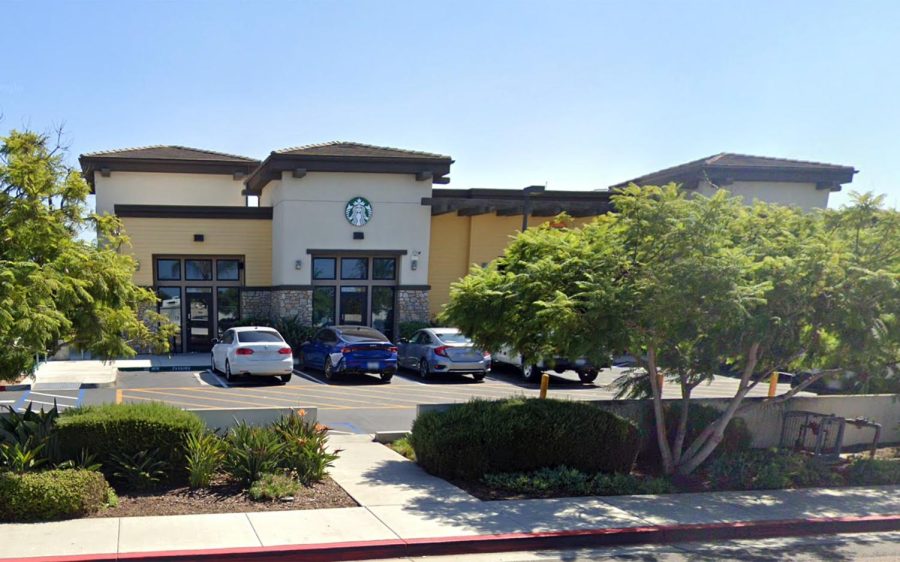 Workers at the Encinitas Starbucks coffee shop location at Leucadia Boulevard and Interstate 5 have filed a petition to unionize. (Google Street View photo)