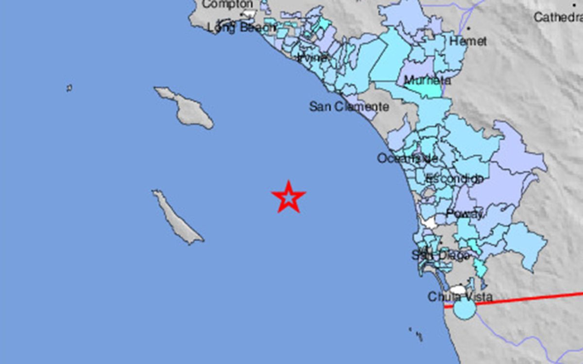 An+earthquake+with+a+magnitude+of+3.6+struck+28+miles+east+of+San+Clemente+Island+early+Tuesday%2C+Aug.+29.+%28USGS+graphic%29