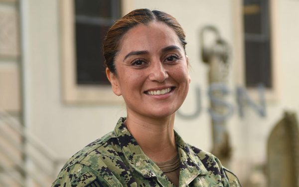 Chief Petty Officer Lorena Morales, a Rancho Buena Vista High School graduate, is assigned to the Navy Expeditionary Logistics Support Group based in Williamsburg, Virginia. (Photo by Mass Communication Specialist 1st Class Patricia Elkins, Navy Office of Community Outreach)