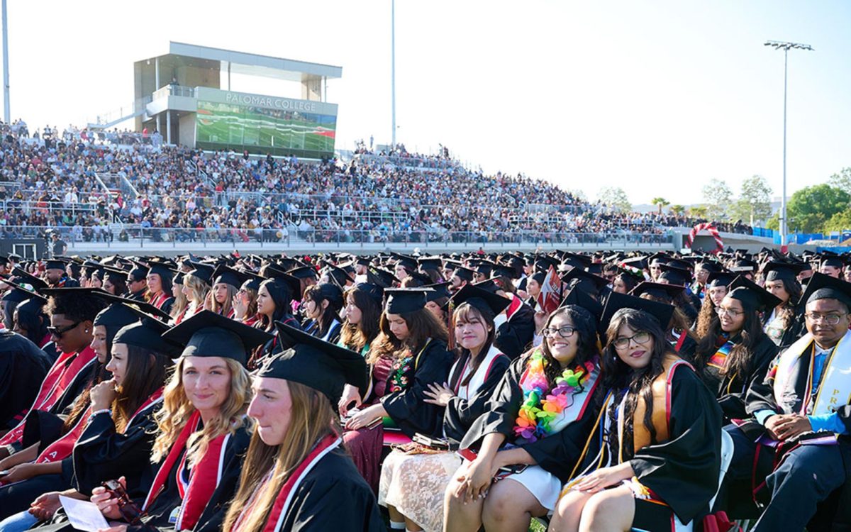 Palomar College’s Class of 2025 celebrates graduation in the San Marcos campus’s new football stadium on May 23. (Palomar College photo)