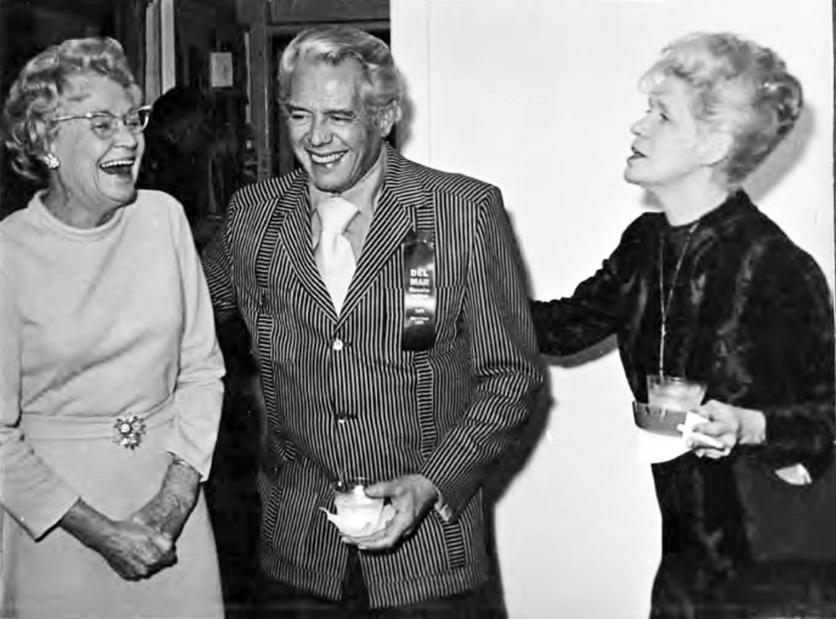 Actor and producer Desi Arnaz, who lived in Del Mar, attends a reception in the Honeymoon Cottage, which housed the San Dieguito Art Guild, in 1971. (SDAG courtesy photo)