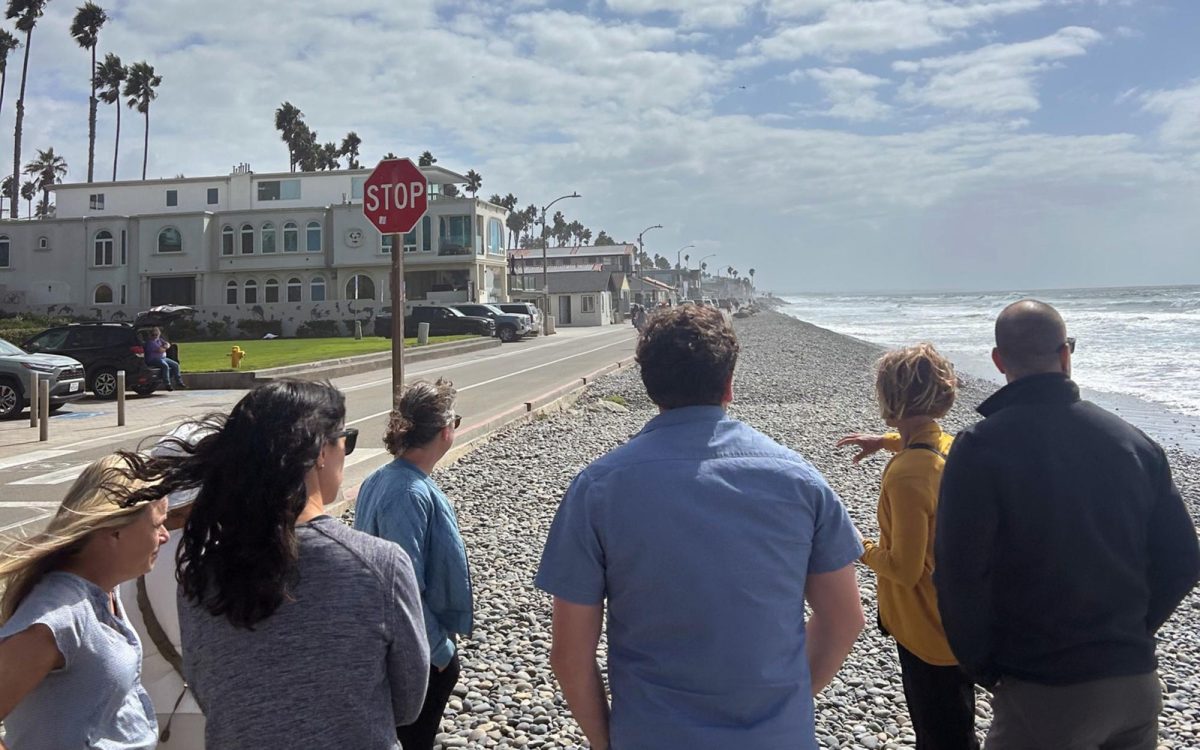 Oceanside city officials review the Tyson Street Beach site slated for sand replenishment beginning Oct. 27. (Oceanside city photo)
