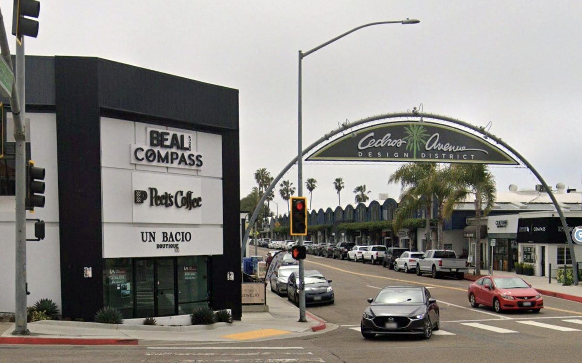The Solana Beach Peet’s Coffee location is pictured in March 2025. The coffeeshop closed on Jan. 30, 2026. (Google Street View image)
