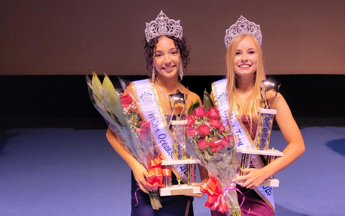 2026 Miss Oceanside Gabriella Quezada (left) and Miss Teen Oceanside Isla Lewis celebrate their awards May 9. (Courtesy photo)